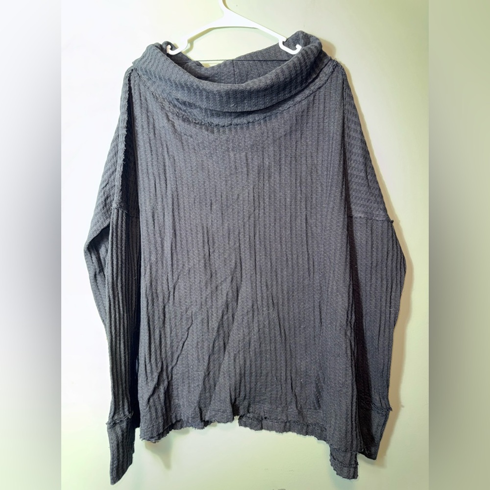 Free People Black Juicy Long‎ Sleeve Top NWT Size Large retail $88